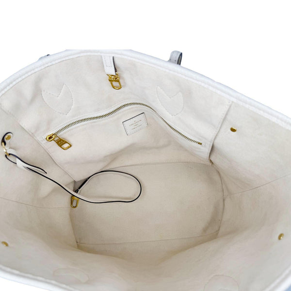LOUIS VUITTON Neverfull MM Empreinte Leather Tote Shoulder Bag Cream