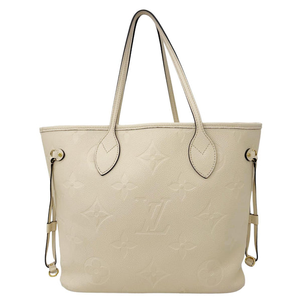 LOUIS VUITTON Neverfull MM Empreinte Leather Tote Shoulder Bag Cream