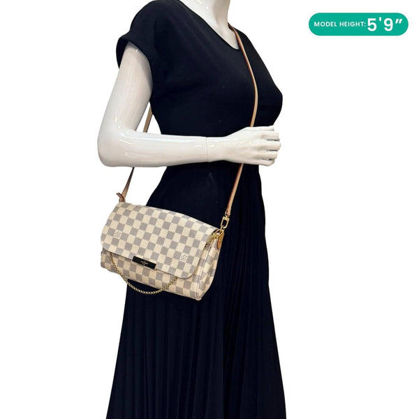 LOUIS VUITTON Favorite MM Damier Azur Crossbody Bag White
