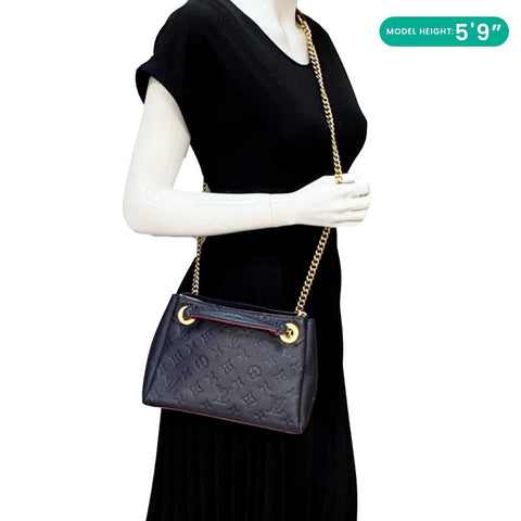 LOUIS VUITTON Surene BB Empreinte Leather Shoulder Bag Navy Blue