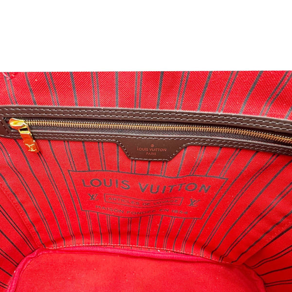 LOUIS VUITTON Neverfull MM Damier Ebene Shoulder Bag Brown