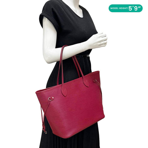 LOUIS VUITTON Neverfull MM Epi Leather Tote Bag Burgundy