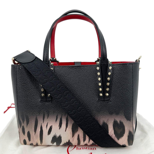CHRISTIAN LOUBOUTIN Cabata East West Mini Leopard Print Leather Tote Bag Black