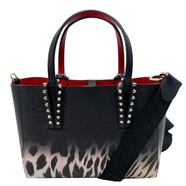CHRISTIAN LOUBOUTIN Cabata East West Mini Leopard Print Leather Tote Bag Black