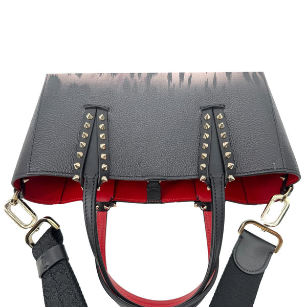 CHRISTIAN LOUBOUTIN Cabata East West Mini Leopard Print Leather Tote Bag Black