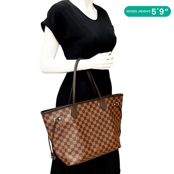 LOUIS VUITTON Neverfull MM Damier Ebene Shoulder Bag Brown
