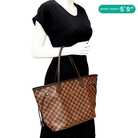 LOUIS VUITTON Neverfull MM Damier Ebene Shoulder Bag Brown