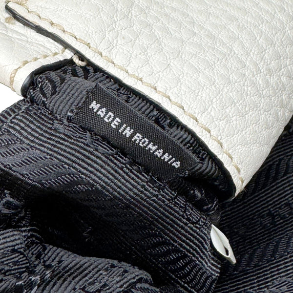 PRADA Vitello Phenix Flap Leather Crossbody Bag White