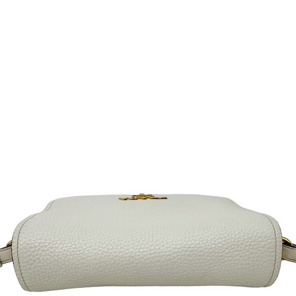 PRADA Vitello Phenix Flap Leather Crossbody Bag White
