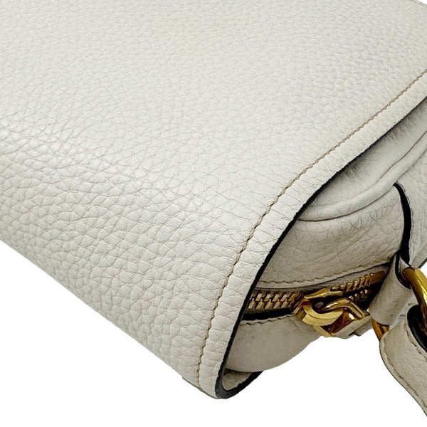 PRADA Vitello Phenix Flap Leather Crossbody Bag White