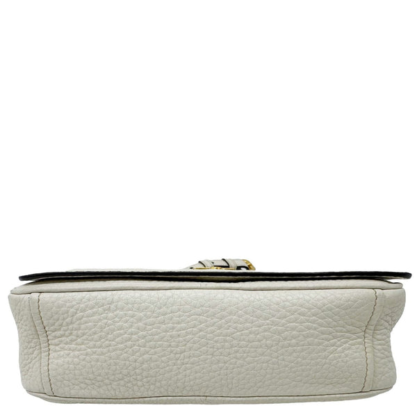 PRADA Vitello Phenix Flap Leather Crossbody Bag White