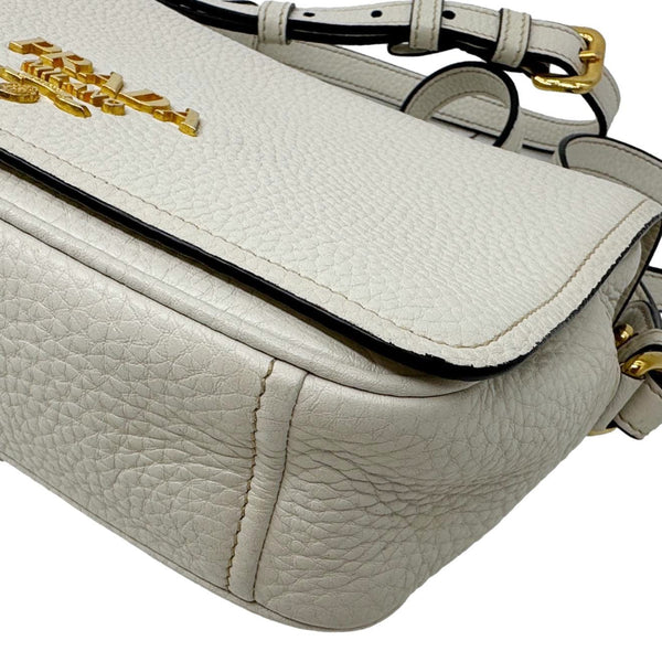 PRADA Vitello Phenix Flap Leather Crossbody Bag White
