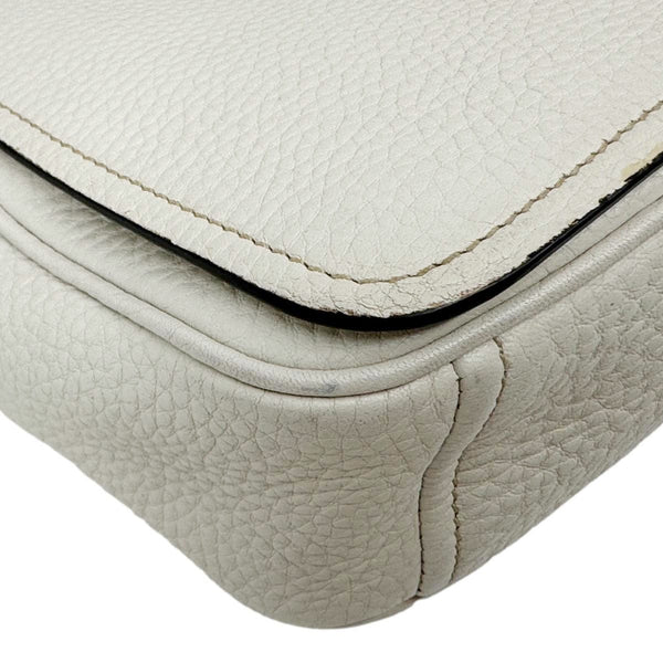 PRADA Vitello Phenix Flap Leather Crossbody Bag White