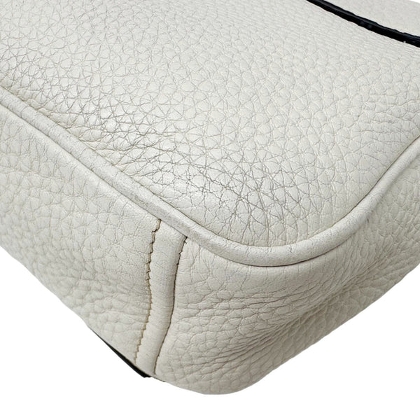 PRADA Vitello Phenix Flap Leather Crossbody Bag White