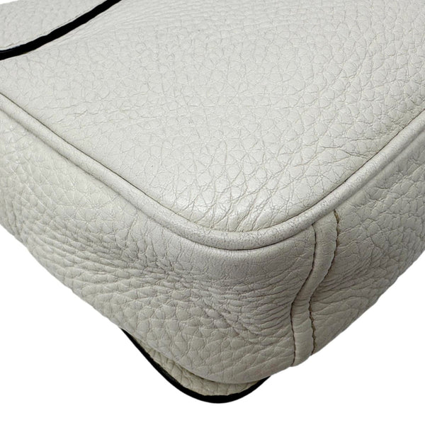 PRADA Vitello Phenix Flap Leather Crossbody Bag White