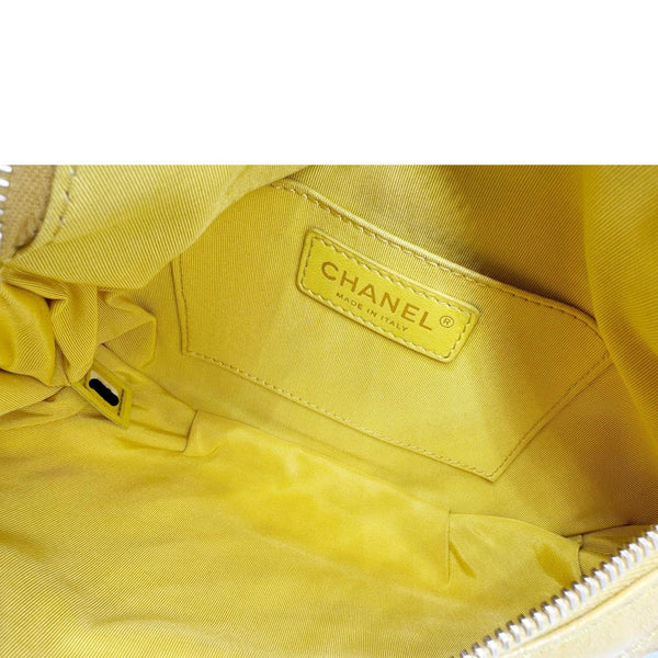 CHANEL Crumpled Glazed Lambskin Quilted Leather Waist Bag Yellow