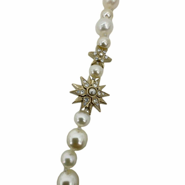 CHANEL Pearl CC Star Charm Long Necklace Off White