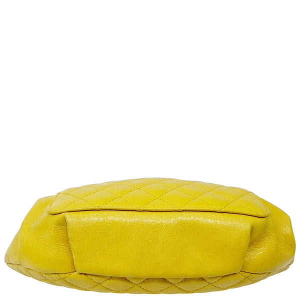 CHANEL Crumpled Glazed Lambskin Quilted Leather Waist Bag Yellow