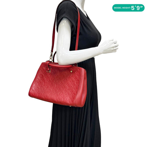 LOUIS VUITTON Montaigne MM Monogram Empreinte Shoulder Bag Red