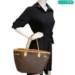 LOUIS VUITTON Neverfull MM Monogram Canvas Tote Bag Brown