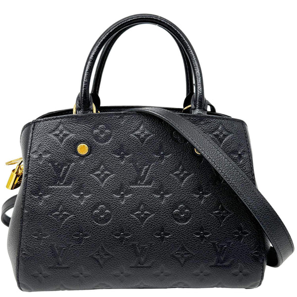 LOUIS VUITTON Montaigne BB Monogram Empreinte Leather Satchel Crossbody Bag Black