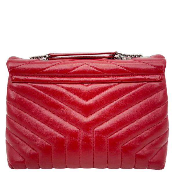 YVES SAINT LAURENT Loulou Medium Quilted Leather Crossbody Bag Red