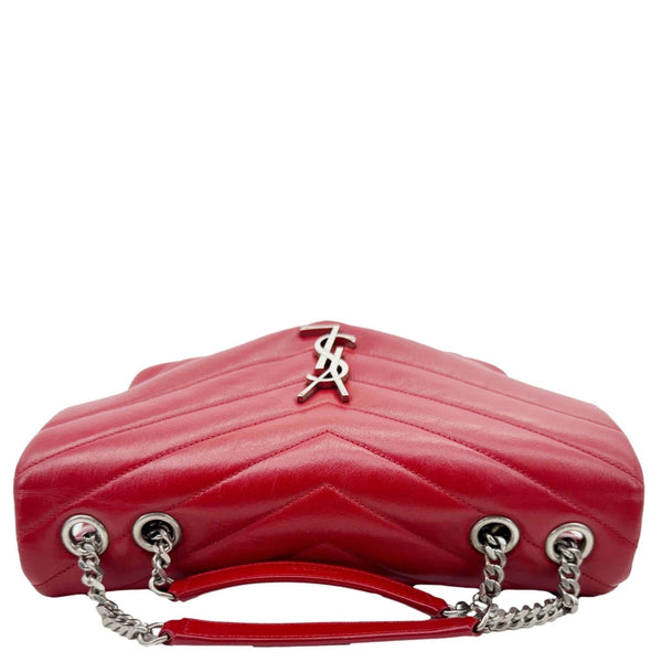 YVES SAINT LAURENT Loulou Medium Quilted Leather Crossbody Bag Red