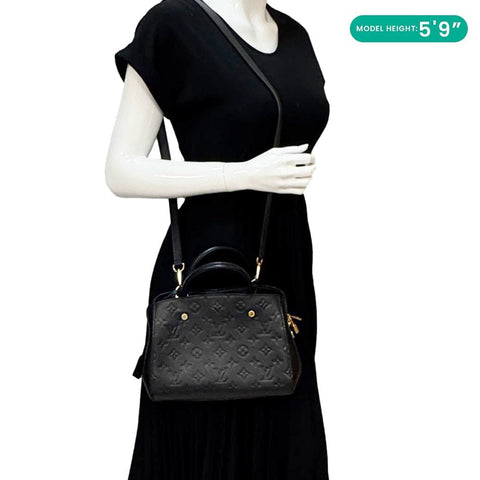 LOUIS VUITTON Montaigne BB Monogram Empreinte Leather Satchel Crossbody Bag Black