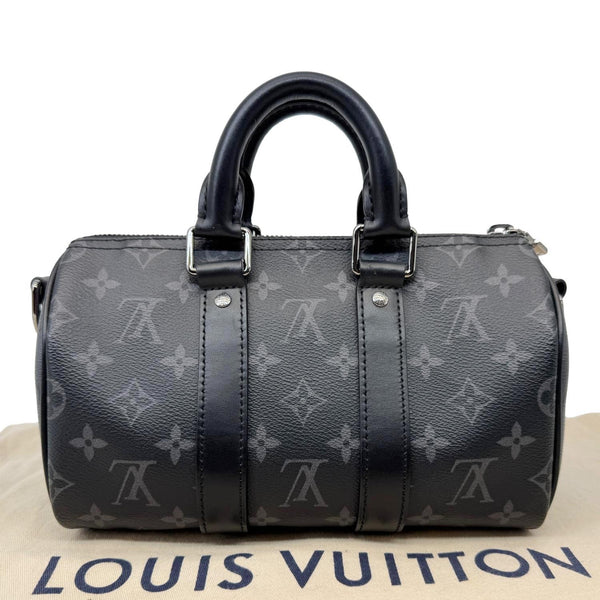 LOUIS VUITTON Keepall 25 Bandouliere Monogram Eclipse Reverse Canvas Satchel Bag Black