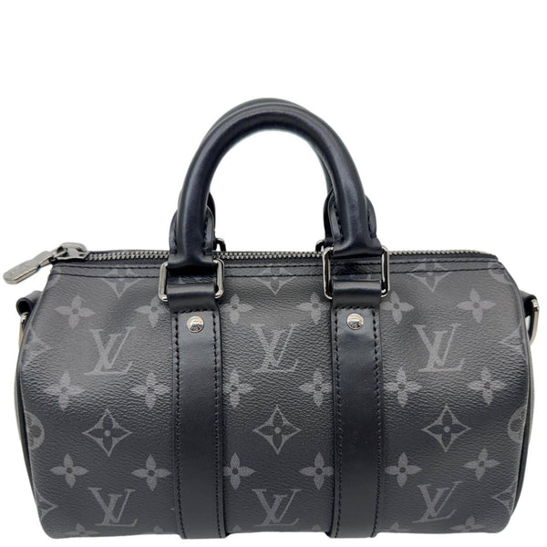 LOUIS VUITTON Keepall 25 Bandouliere Monogram Eclipse Reverse Canvas Satchel Bag Black