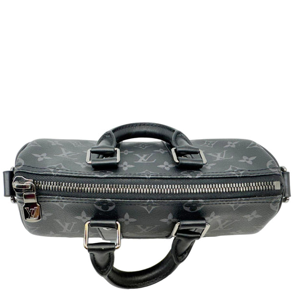 LOUIS VUITTON Keepall 25 Bandouliere Monogram Eclipse Reverse Canvas Satchel Bag Black