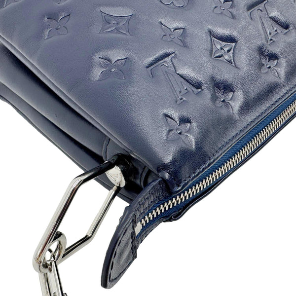 LOUIS VUITTON Coussin PM Monogram Embossed Leather Shoulder Bag Navy Blue