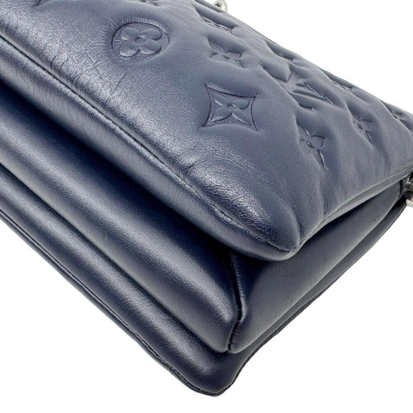 LOUIS VUITTON Coussin PM Monogram Embossed Leather Shoulder Bag Navy Blue