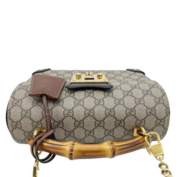 GUCCI Padlock GG Supreme Top Handle Shoulder Bag Beige 603221