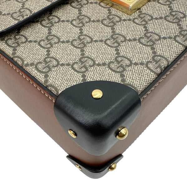 GUCCI Padlock GG Supreme Top Handle Shoulder Bag Beige 603221