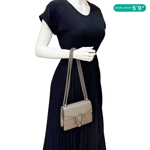 GUCCI Dionysus Mini Leather Crossbody Bag Gray 421970