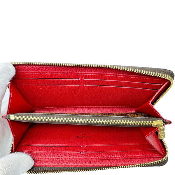 LOUIS VUITTON Clemence Damier Ebene Zippy Wallet Brown
