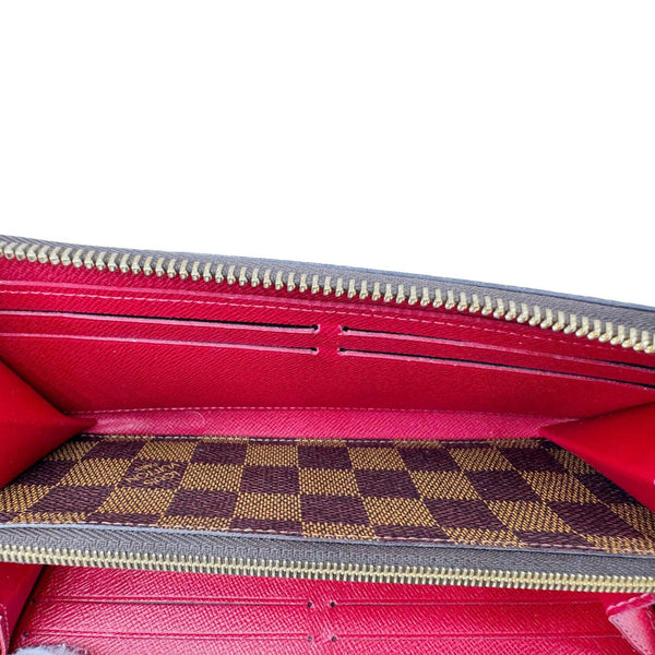 LOUIS VUITTON Clemence Damier Ebene Zippy Wallet Brown