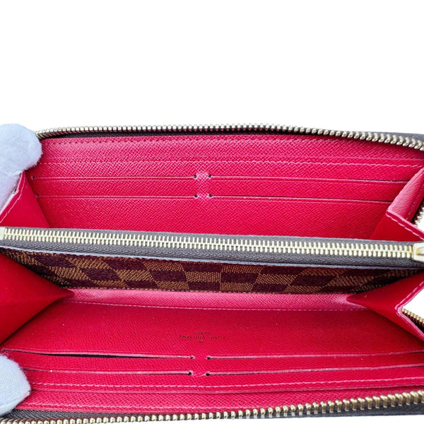 LOUIS VUITTON Clemence Damier Ebene Zippy Wallet Brown
