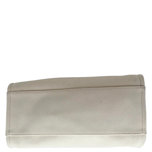 CHANEL Deauville Large Pearl Embellished Canvas Tote Bag Off White