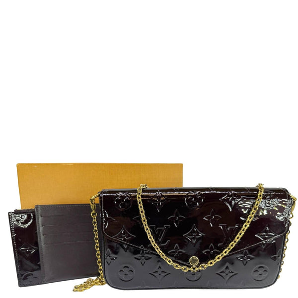 LOUIS VUITTON Felicie Pochette Monogram Vernis Shoulder Bag Amarante