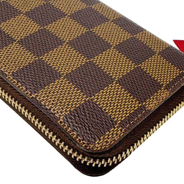 LOUIS VUITTON Clemence Damier Ebene Zippy Wallet Brown
