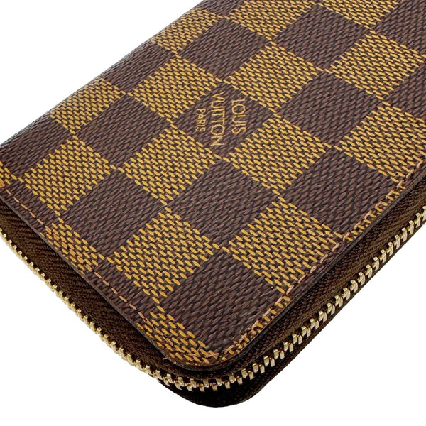 LOUIS VUITTON Clemence Damier Ebene Zippy Wallet Brown