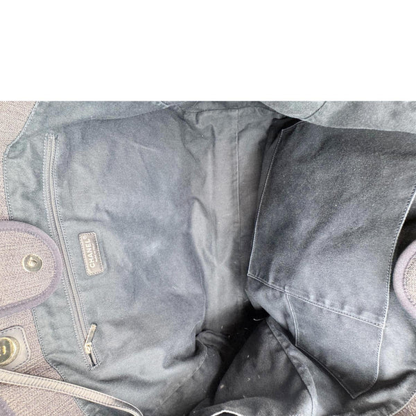 CHANEL Deauville Denim Tote Navy Blue