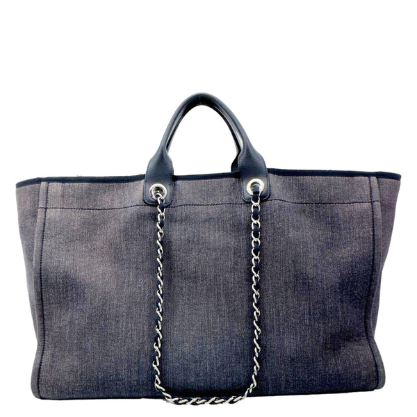 CHANEL Deauville Denim Tote Navy Blue