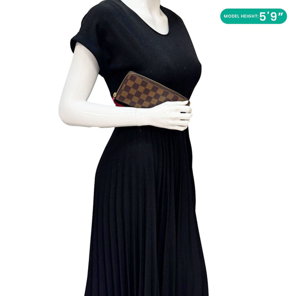 LOUIS VUITTON Clemence Damier Ebene Zippy Wallet Brown