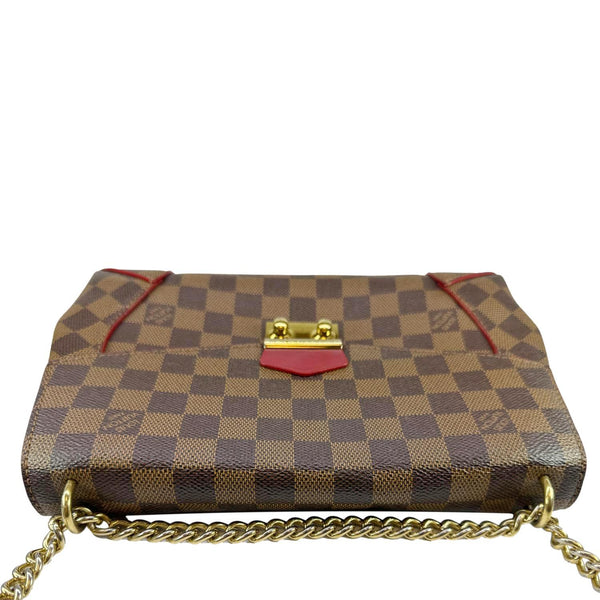 LOUIS VUITTON Caissa Damier Ebene Chain Clutch Shoulder Bag Brown