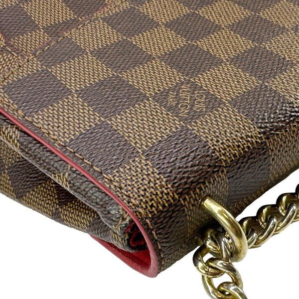 LOUIS VUITTON Caissa Damier Ebene Chain Clutch Shoulder Bag Brown