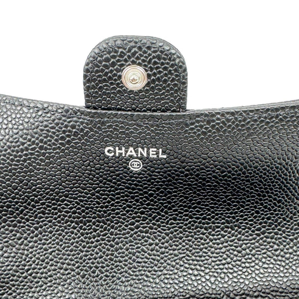 CHANEL Long Flap Caviar Quilted Leather Wallet Black