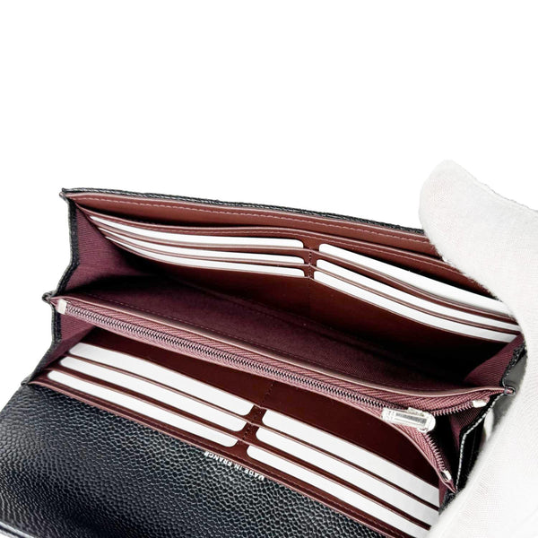 CHANEL Long Flap Caviar Quilted Leather Wallet Black